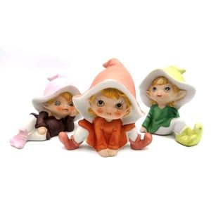 Pixie Fairey Elf Homco Porcelain Figurines Set of 3 1970s #5213 Vintage